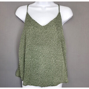 Anthropologie MINE Camisole Tank Top Womens S Green White Polka Dots NWOT